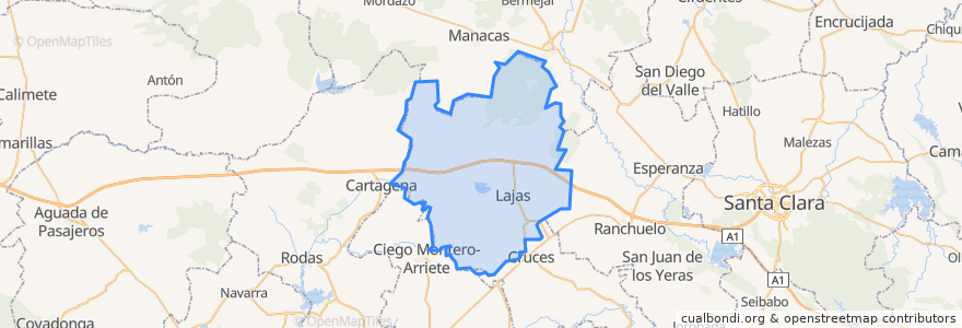 Mapa de ubicacion de Santa Isabel de las Lajas.