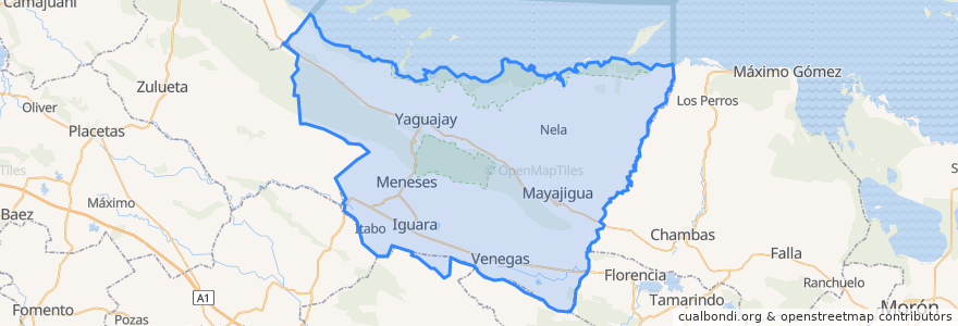 Mapa de ubicacion de Yaguajay.