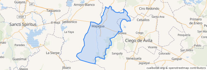 Mapa de ubicacion de Majagua.