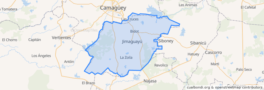 Mapa de ubicacion de Jimaguayú.