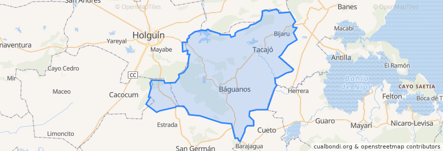 Mapa de ubicacion de Báguanos.