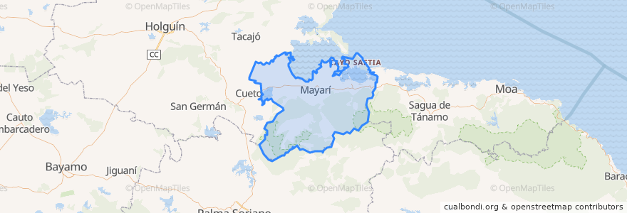 Mapa de ubicacion de Mayarí.