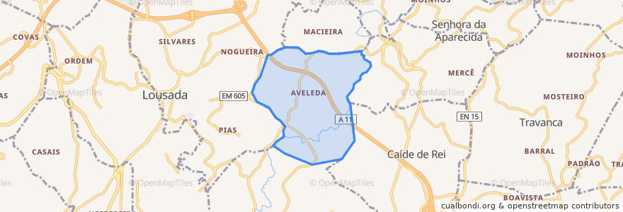 Mapa de ubicacion de Aveleda.