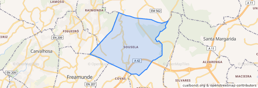 Mapa de ubicacion de Sousela.