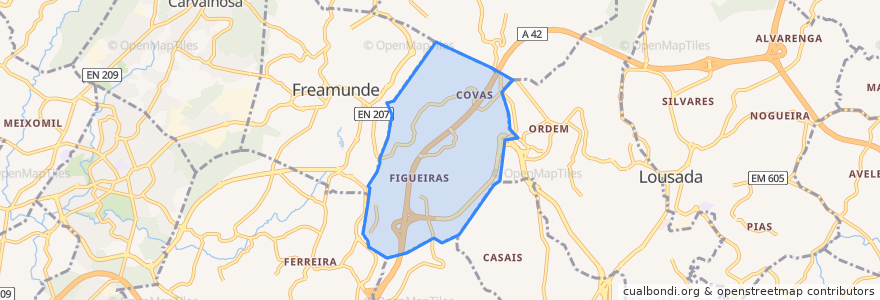 Mapa de ubicacion de Figueiras e Covas.