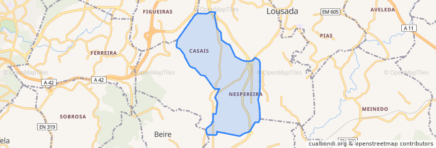 Mapa de ubicacion de Nespereira e Casais.