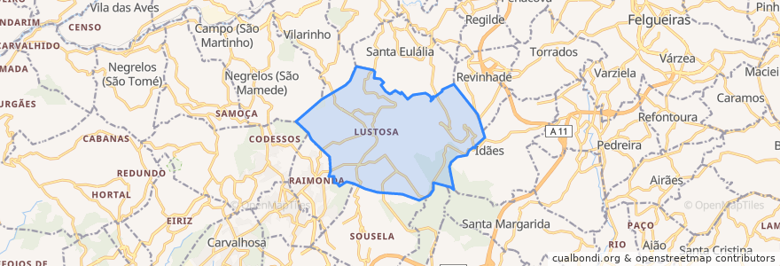 Mapa de ubicacion de Lustosa e Barrosas (Santo Estêvão).