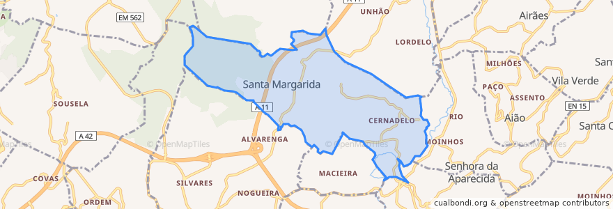 Mapa de ubicacion de Cernadelo e Lousada (São Miguel e Santa Margarida).