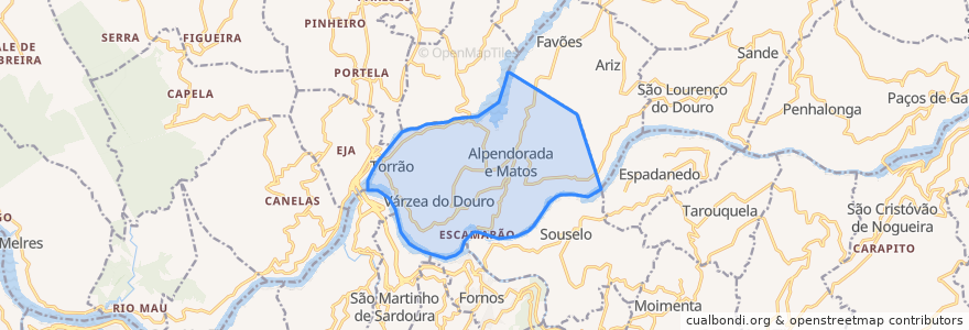 Mapa de ubicacion de Alpendorada, Várzea e Torrão.