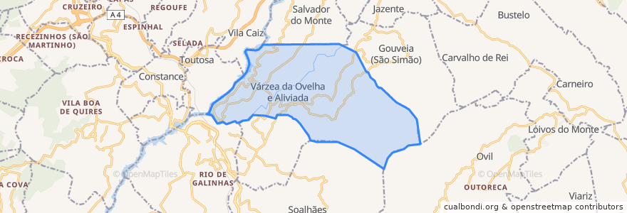 Mapa de ubicacion de Várzea, Aliviada e Folhada.