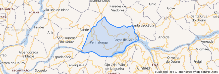 Mapa de ubicacion de Penhalonga e Paços de Gaiolo.