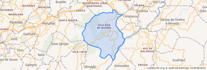 Mapa de ubicacion de Vila Boa de Quires e Maureles.