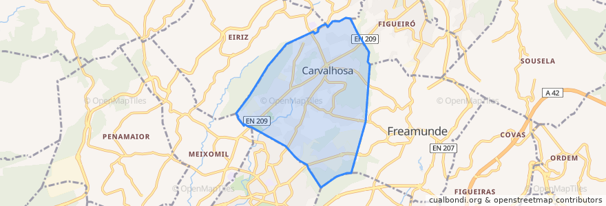 Mapa de ubicacion de Carvalhosa.