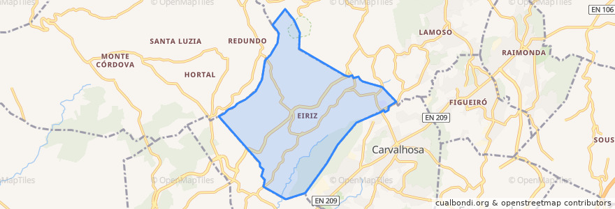 Mapa de ubicacion de Eiriz.