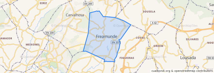 Mapa de ubicacion de Freamunde.