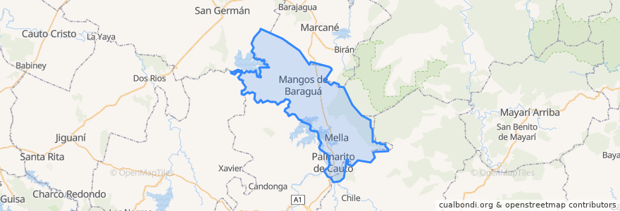 Mapa de ubicacion de Mella.