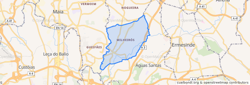 Mapa de ubicacion de Milheirós.