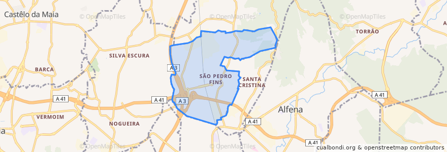 Mapa de ubicacion de São Pedro Fins.