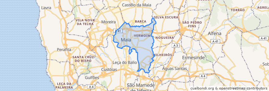 Mapa de ubicacion de Cidade da Maia.