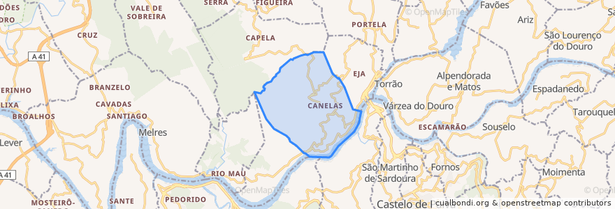 Mapa de ubicacion de Canelas.