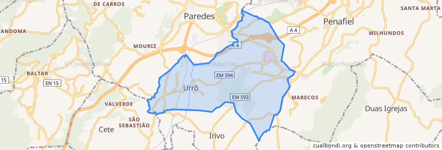 Mapa de ubicacion de Guilhufe e Urrô.