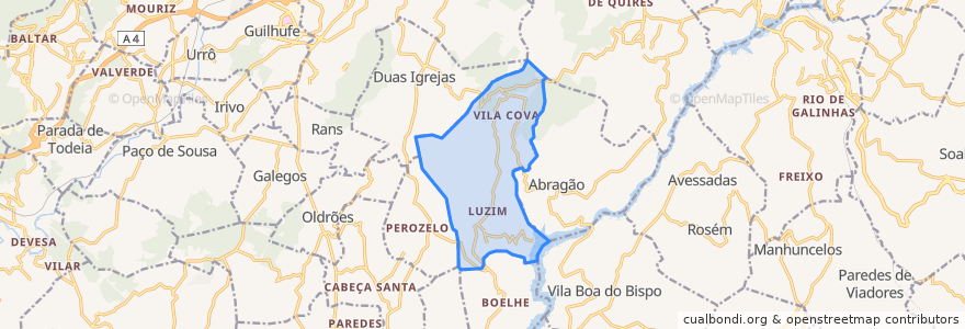 Mapa de ubicacion de Luzim e Vila Cova.