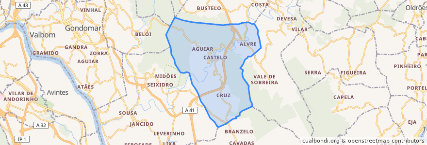 Mapa de ubicacion de Aguiar de Sousa.