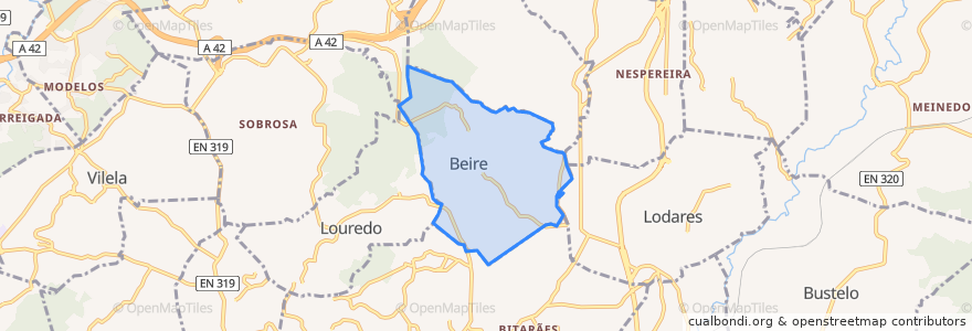 Mapa de ubicacion de Beire.