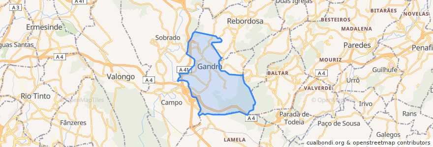 Mapa de ubicacion de Gandra.