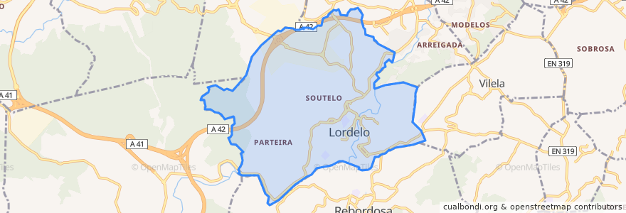 Mapa de ubicacion de Lordelo.