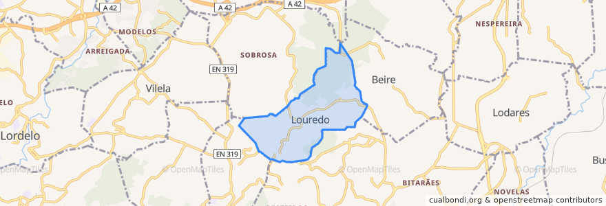 Mapa de ubicacion de Louredo.