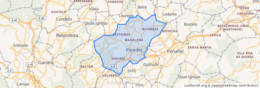 Mapa de ubicacion de Paredes.