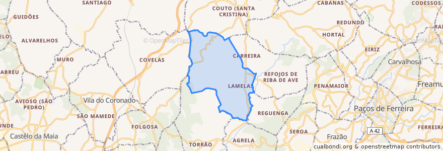 Mapa de ubicacion de Lamelas e Guimarei.