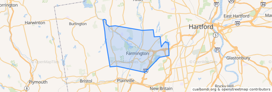 Mapa de ubicacion de Farmington.