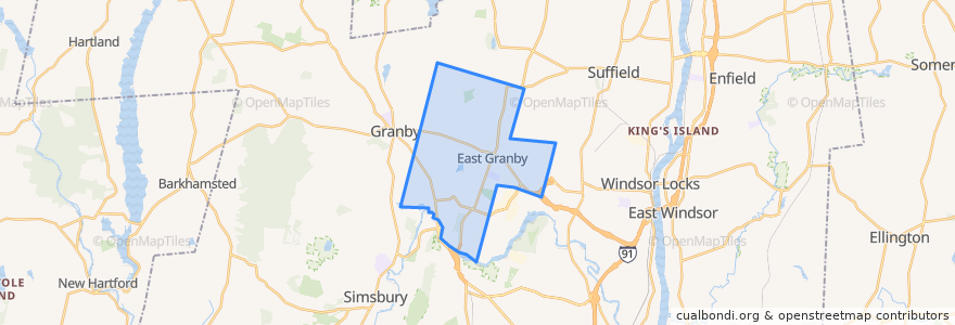 Mapa de ubicacion de East Granby.