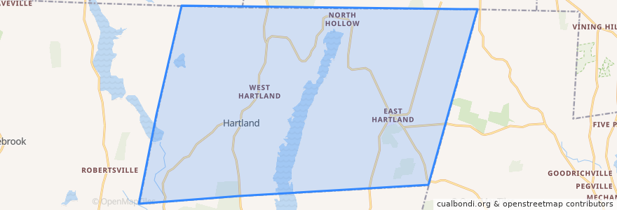 Mapa de ubicacion de Hartland.