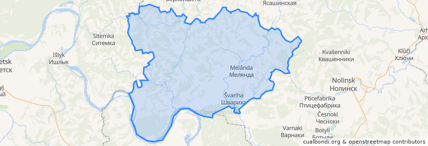 Mapa de ubicacion de Шварихинское сельское поселение.