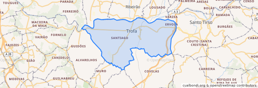 Mapa de ubicacion de Bougado (São Martinho e Santiago).