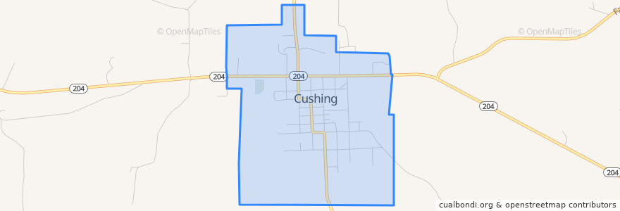 Mapa de ubicacion de Cushing.