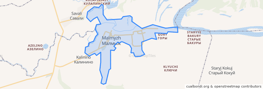 Mapa de ubicacion de Малмыжское городское поселение.