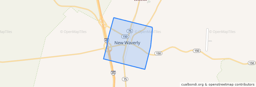 Mapa de ubicacion de New Waverly.