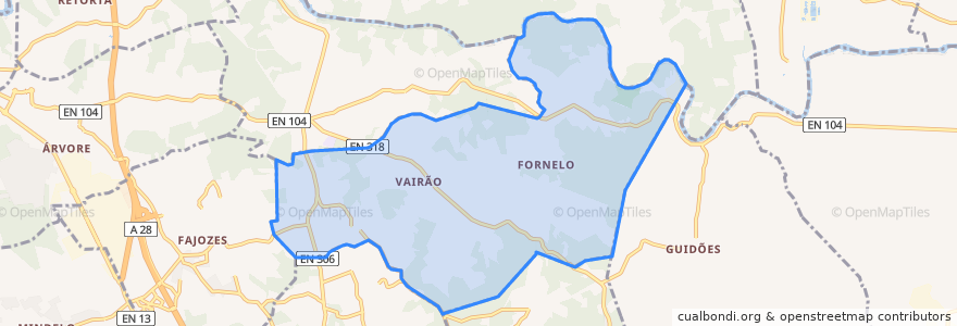 Mapa de ubicacion de Fornelo e Vairão.