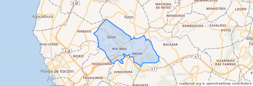 Mapa de ubicacion de Rio Mau e Arcos.