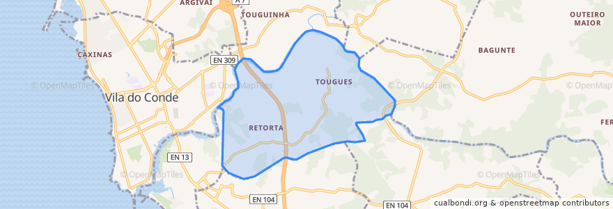 Mapa de ubicacion de Retorta e Tougues.