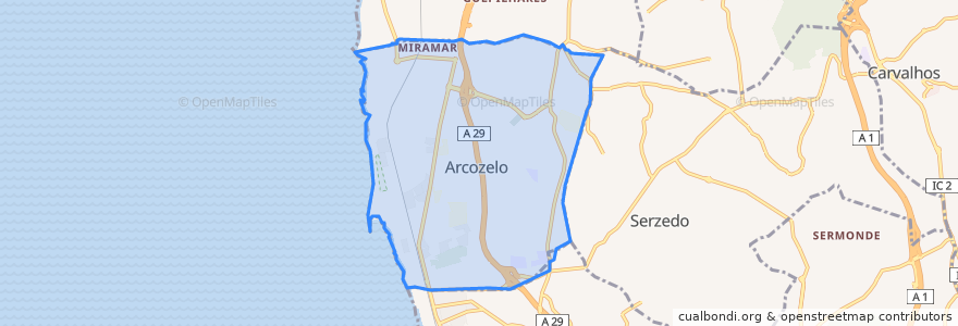 Mapa de ubicacion de Arcozelo.