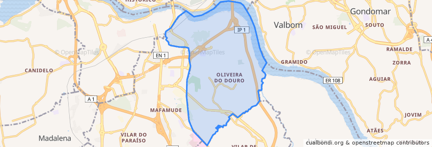 Mapa de ubicacion de Oliveira do Douro.