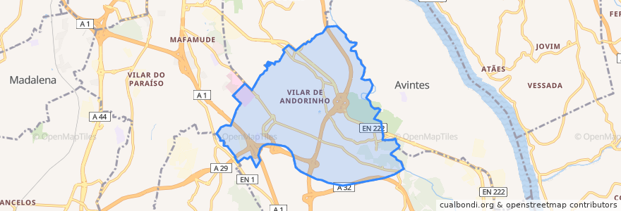 Mapa de ubicacion de Vilar de Andorinho.