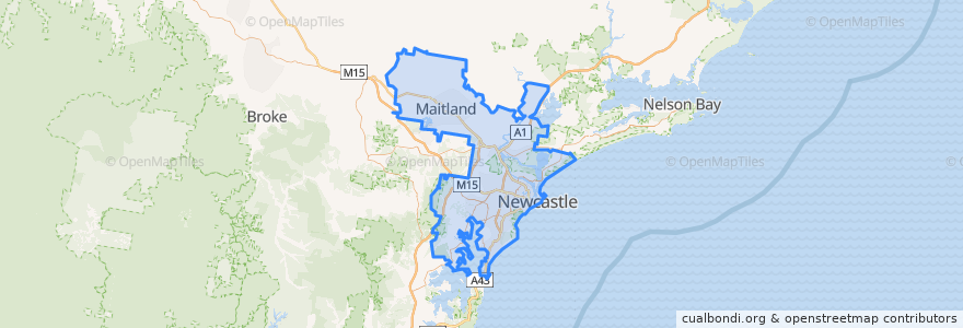 Mapa de ubicacion de Newcastle-Maitland.