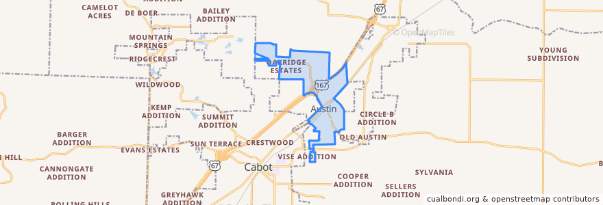 Mapa de ubicacion de Austin.