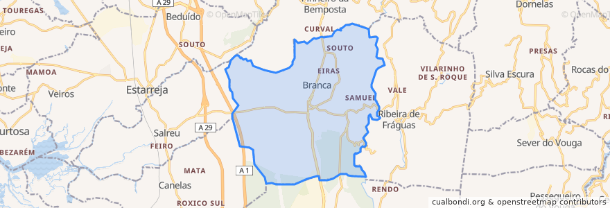 Mapa de ubicacion de Branca.